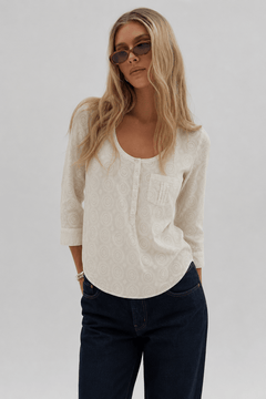 Embroidered Cotton  Blouse in Crisp White- Size: S