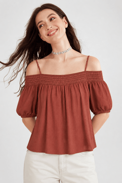 Russet Smocked Bandeau - Size: S