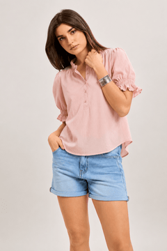Puff Sleeve Blouse in Crisp Cotton- Size: S