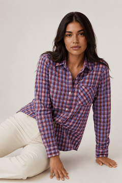 Gant Cotton Shirt in Red- Purple Tones- Size: M