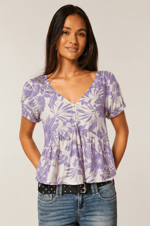 Cotton Ruffle Top in Lilac- Size: XS