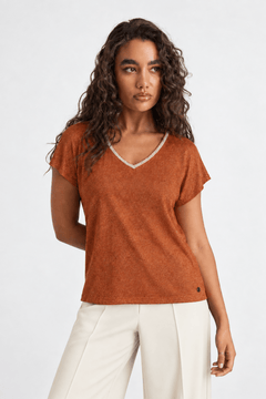 Rust-Orange Top with Shimmer- Size: M