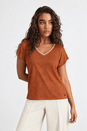 Rust-Orange Top with Shimmer- Size: M
