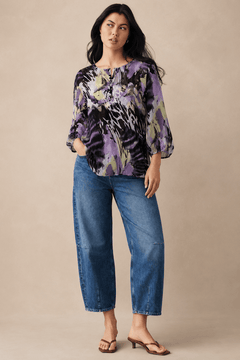 Watercolor Print Blouse - Size: S/M