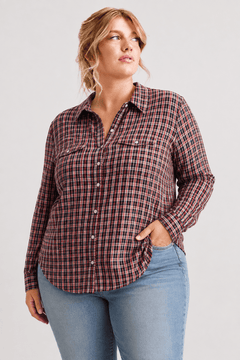100% Cotton Shirt in Red Shades - Size: XL