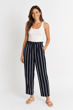 100% Viscose Black Striped Pants - Size: S