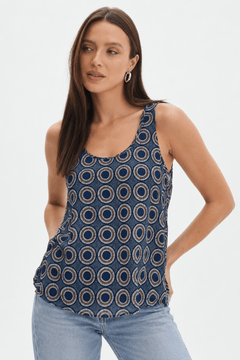 100% Viscose Tank Top with Geometrical Swirls- Size: S/M