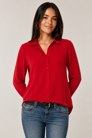 Basic Shirt in Vibrant Red- Size: XS