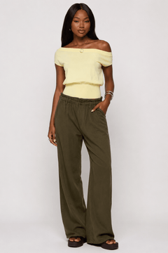 Olive Green Pants in Soft Viscose - Size: S/M