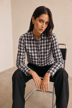 Deep Burgundy Checkered Shirt in Cotton- Size: S