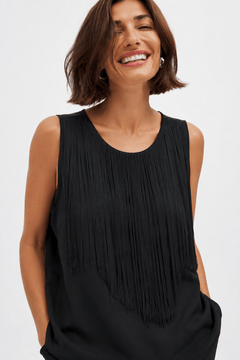 Fringe Detail Sleeveless Blouse - Size: M