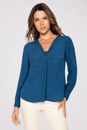 Lightweight Blouse with Chest Pockets- Size: S