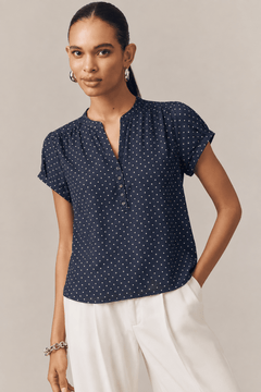 Maternity Cotton Blouse in Deep Navy- Size: M