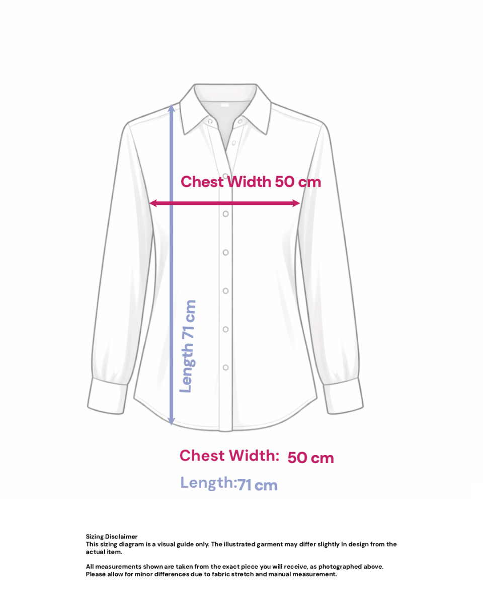 Navy Embellished Long Sleeve Shirt - Size: XS — measurements