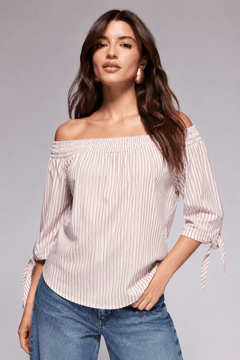 Off-the-Shoulder Blouse in Cotton- Size: M