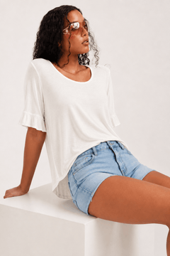 Off-White Basic Top in Viscose- Size: M