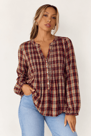 ♦︎ Plaid Cotton Blouse- Size: M/L