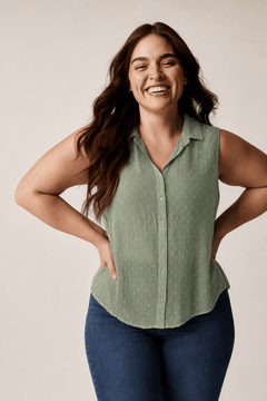 Sheer Swiss Dot Blouse in Mint- Size: L