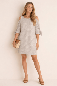 Viscose Tie Sleeve Dress in Straight Cut- Size: S