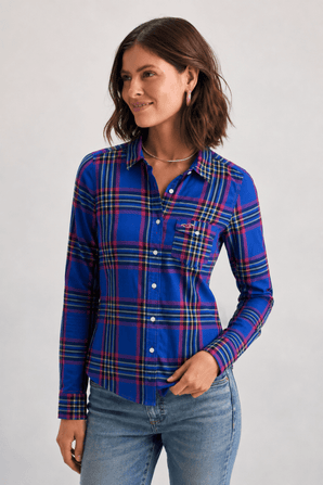 Colorful Plaid Button-Up Shirt - Size: S
