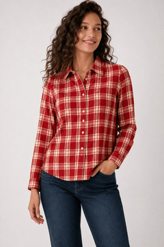 Fiery Orange Red Shirt in Cotton- Size: M
