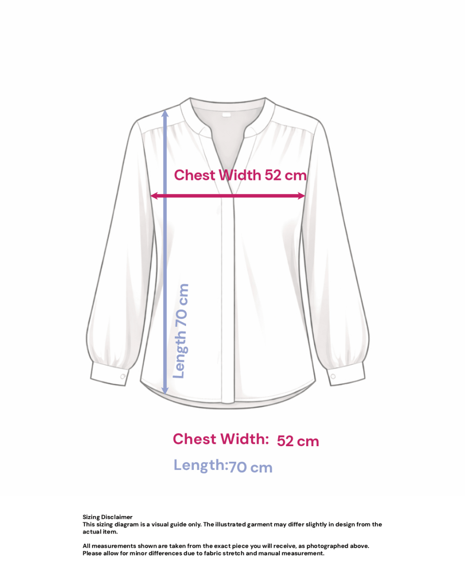 Viscose V-Neck Blouse in Loose Style- Size: S/M — measurements