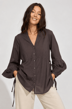 Chocolate Brown Blouse in Cotton- Size: S/M