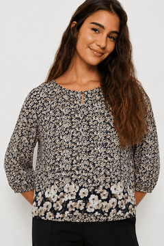 Round-neck Blouse in All Viscose - Size: L