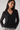 Black V-Neck Blouse with Sheer Sleeves - Size: XS