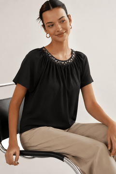 ♦︎ Embellished Neck Blouse - Size: S