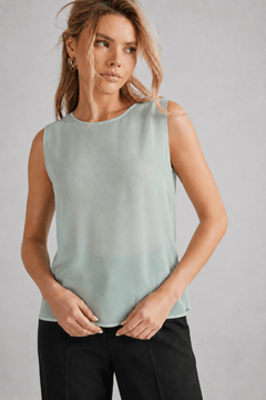 Keyhole Neck Blouse in Mint- Size: XS/S