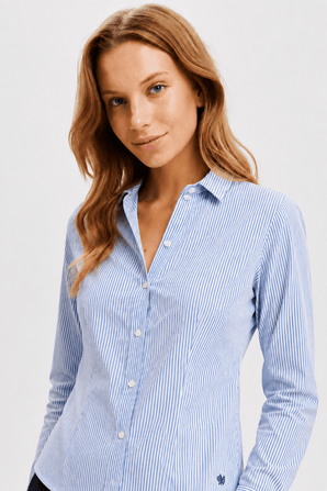 Fitted Cotton Shirt in Light Blue- Size: XXS