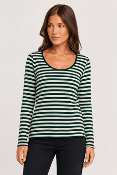 Striped Long Sleeve T-Shirt in Cotton- Size: S
