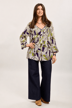 100% Cotton Tunic with Bold Pattern- Size: M/L