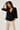 Black V-Neck Blouse in Viscose - Size: S/M