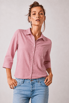 Cotton Pinstripe Button-Up Shirt - Size: S