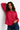Linen Cotton Blouse in Raspberry Red-Size: M