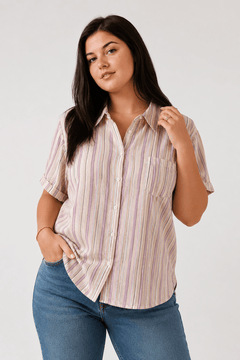 Pastel Stripes Shirt in Cotton- Size: XL