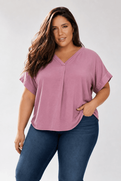 Satin Effect Blouse in Mauve- Size: XXL