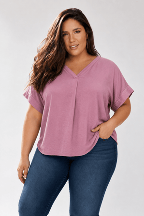 Satin Effect Blouse in Mauve- Size: XXL