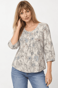 Soft Tones Blouse in Pure Linen- Size: L