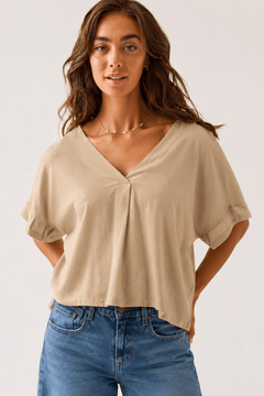 Viscose Blend Blouse in Neutral Beige- Size: XL/XXL