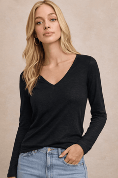 100% Linen V-neck Top - Size: S