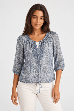 100% Silk Floral Paisley Blouse - Size: S