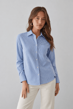MaxMara Sky Blue Check Shirt - Size: S