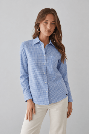 MaxMara Sky Blue Check Shirt - Size: S