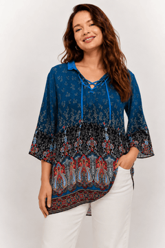 Bohemian Tunic Blouse in Viscose - Size: L