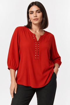 ♦︎ Studded V-Neck Blouse - Size: L