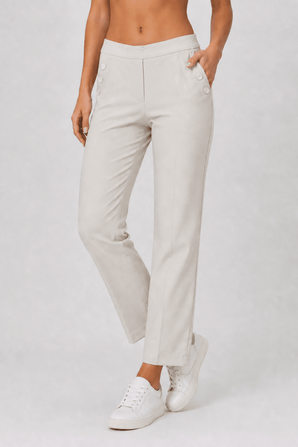 Light beige cropped trousers with button details - Size: M