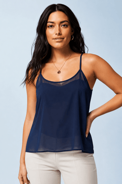 Semi Sheer Camisole in Cobalt Blue- Size: XL